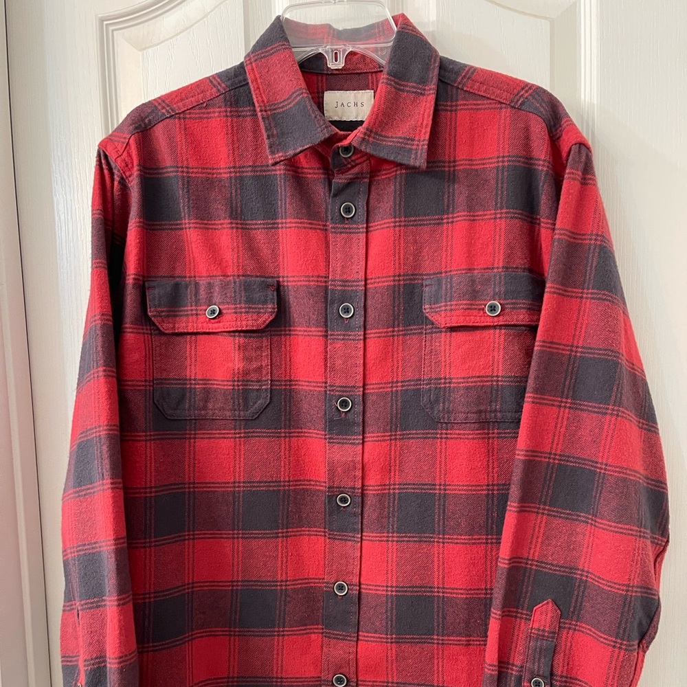 Jachs Button Up Shirt - Red/Gray Plaid. Mens: Large. - Picture 1 of 7